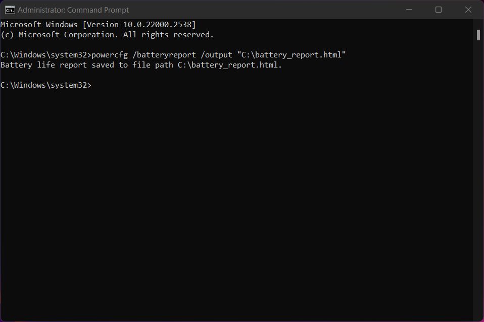 cmd command to generate battery health report of windows 11 laptop