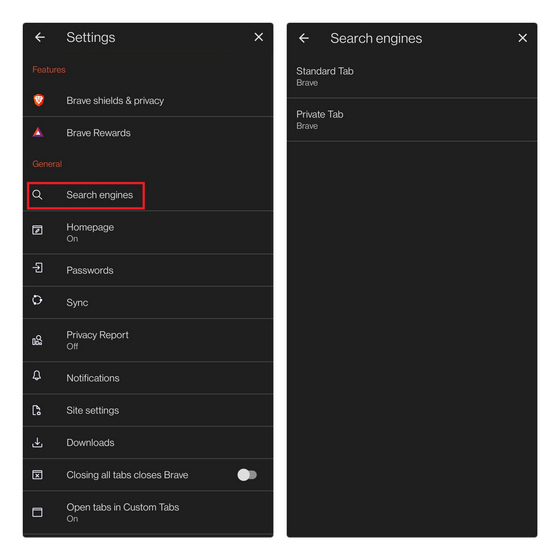 search engine settings brave
