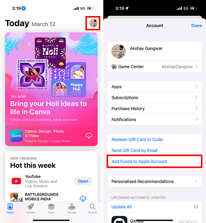 Adding funds to Apple ID