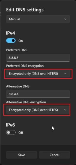 encrypted dns windows 11