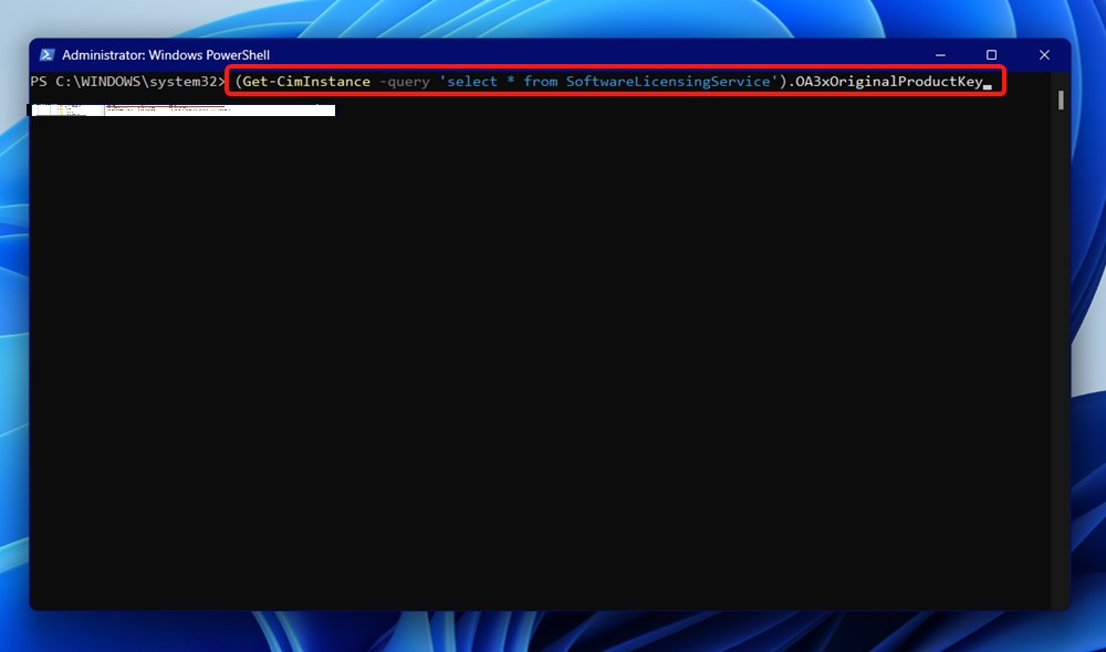 Powershell command for Product key