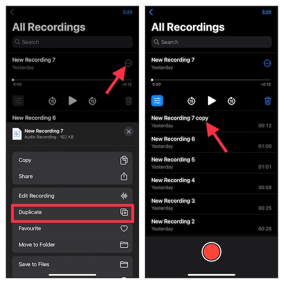 Duplicate Voice Memos on iPhone and iPad