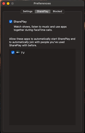Enable FaceTime SharePlay on Mac
