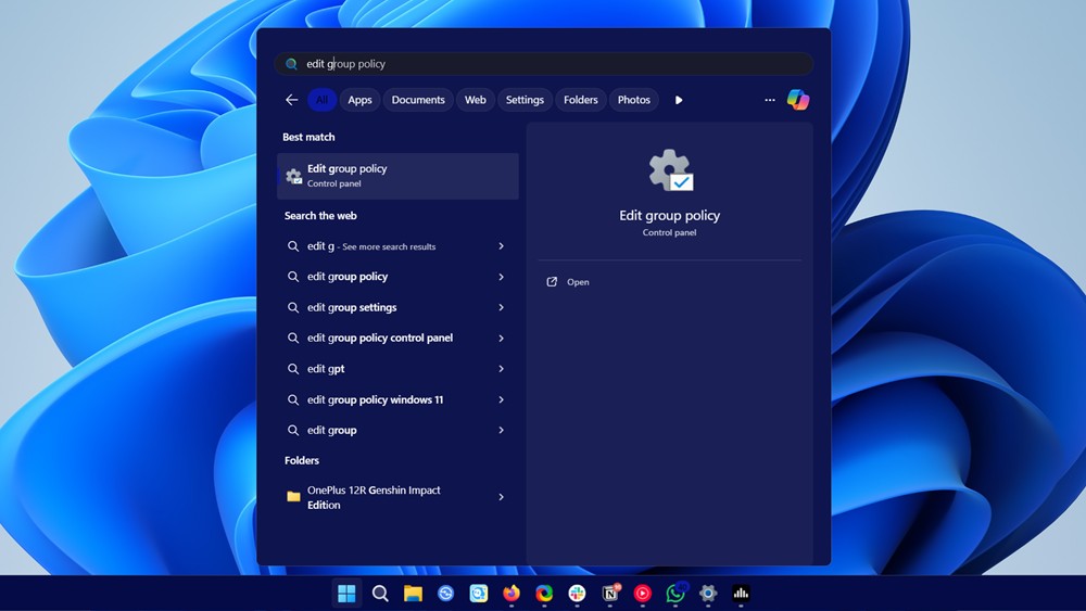 Windows 11 Group Policy Editor in Start Settings