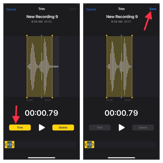 Trim voice memos on iOS