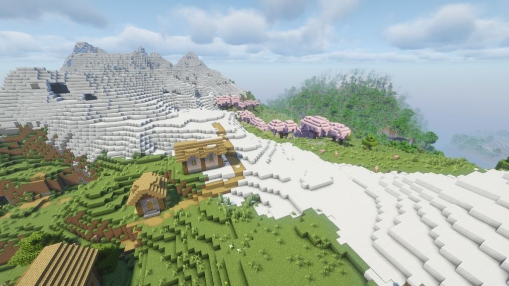 Village in 4 Biomes and Huge Snowy Mountain