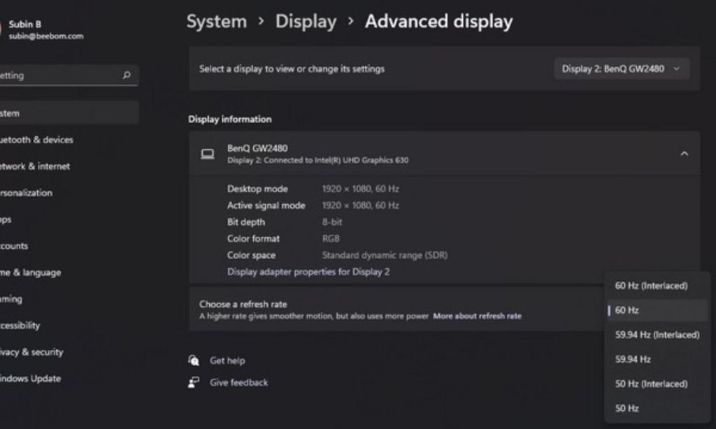 change-refresh-rate-win11