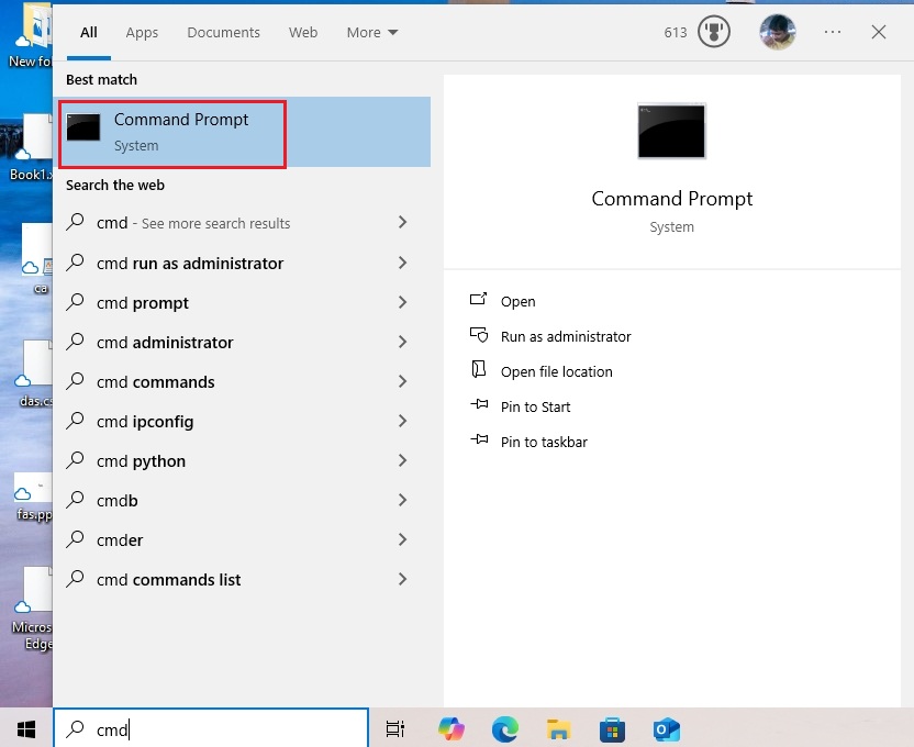 open cmd in windows 10