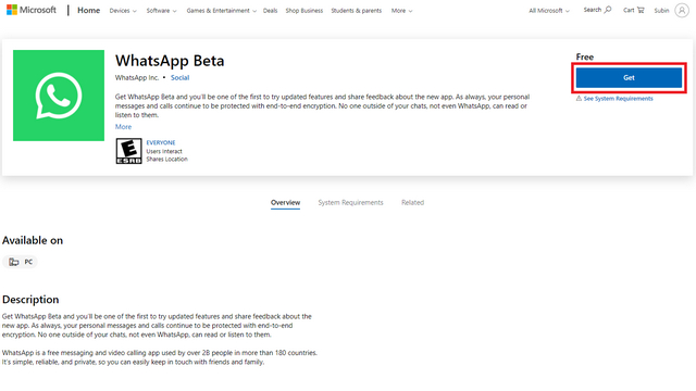 whatsapp beta ms store