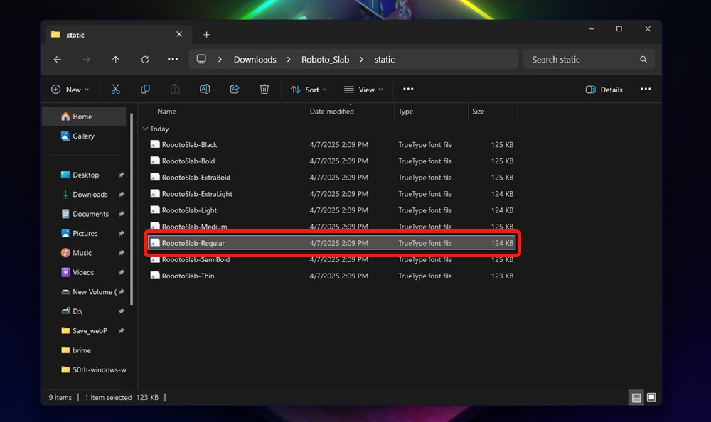 Windows regular font version