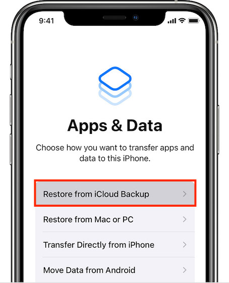 Restore iPhone from iCloud backup