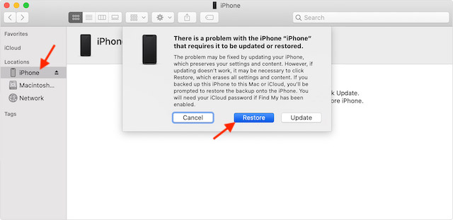 Restore disabled iPhone in iOS 15.1 or earlier