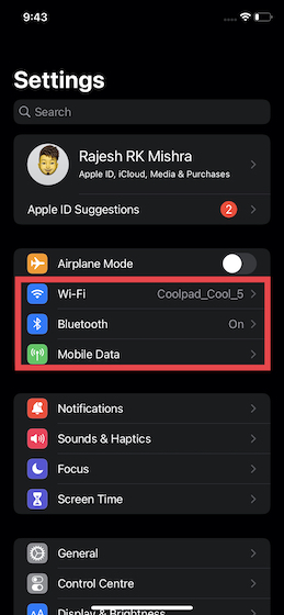 Turn off/on WiFi and Bluetooth on iPhone