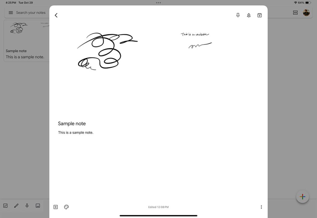 Google Keep app on iPad