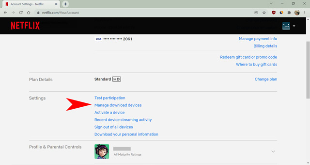 manage download device option on netflix 