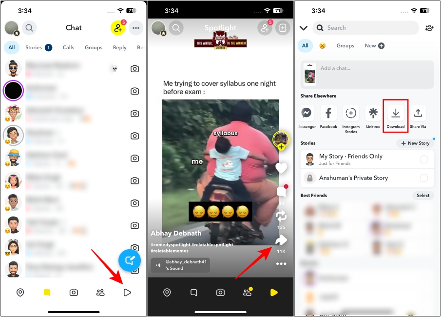 Downloading a Snapchat Spotlight Video