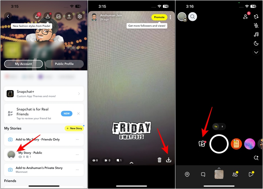 Save your Snapchat Story to Memories