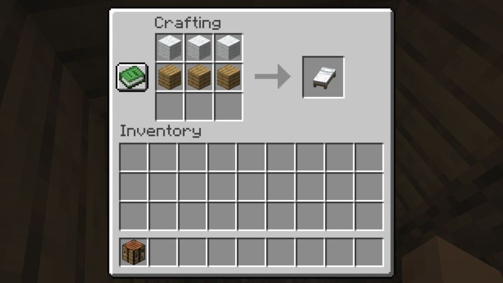 how to make a bed in minecraft crafting recipe