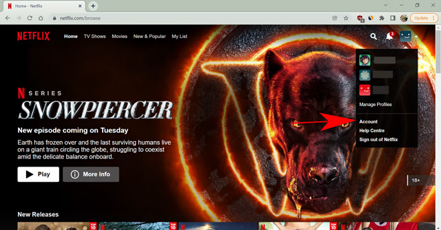 Open Account settings in Netflix