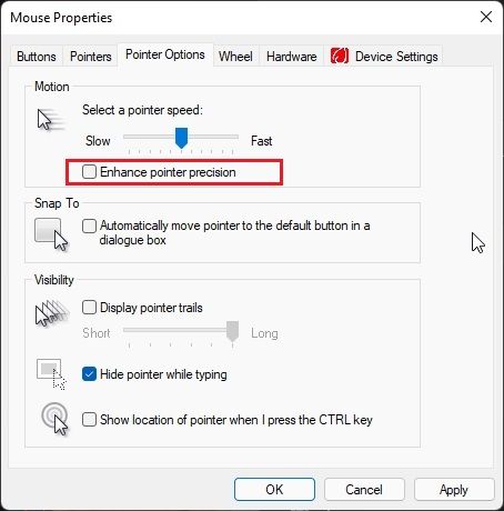 6. Disable 'Enhance Pointer Precision' (For Laggy Mouse and Touchpad)