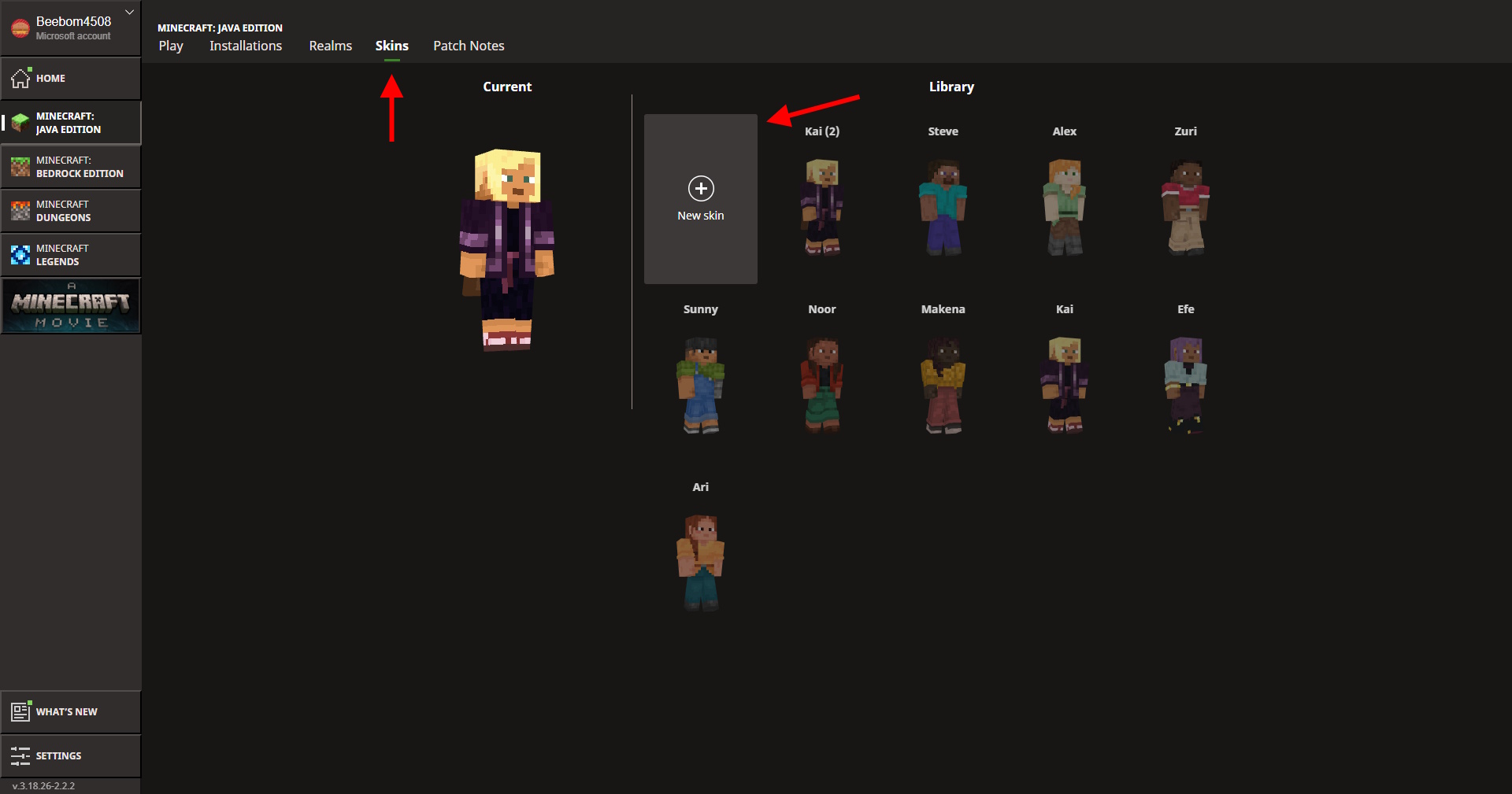 Add Skin using Minecraft Launcher