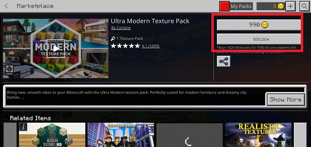Buy texture packs in MCPE