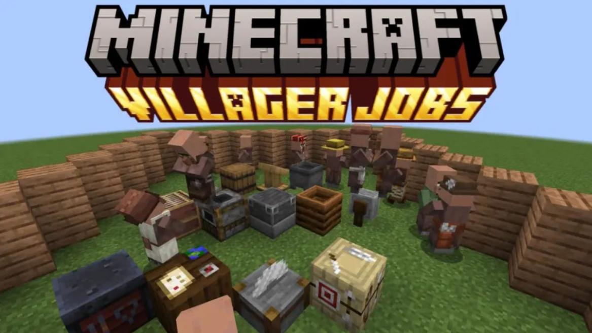 Different villager jobs and their job site blocks in Minecraft