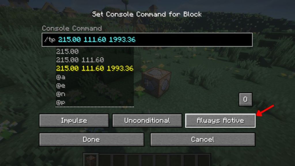 How to teleport in Minecraft using a command block