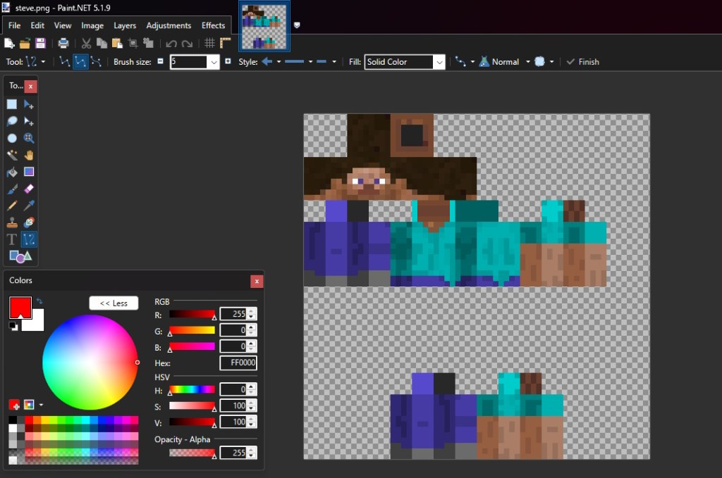 Paint net Skin Editor Minecraft