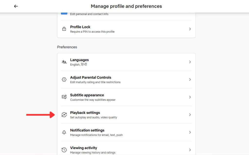 Playback Setting In Netflix