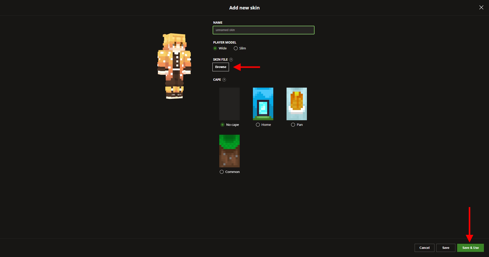 Save Minecraft Skin using Launcher