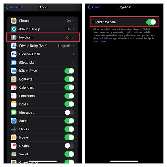 Sync Safari passwords on iPhone and iPad