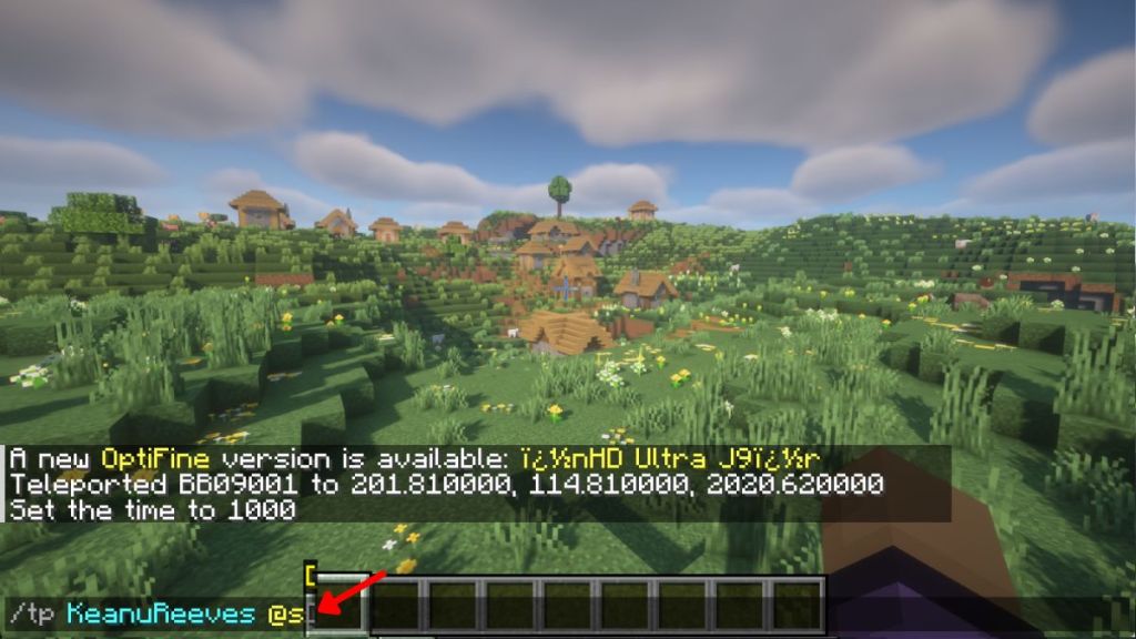 Teleport in Minecraft using command format