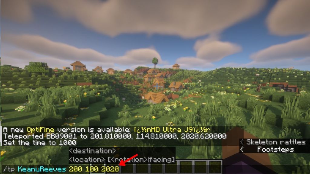 Teleport in Minecraft using coordinates