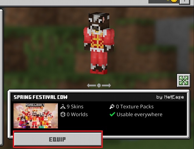 equip skin in MCPE - How to Change Minecraft Skin