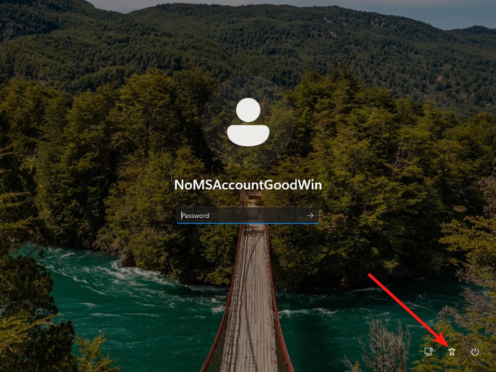 Accessibility icon on Windows lock screen