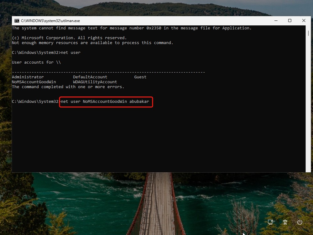 command to change the local account password