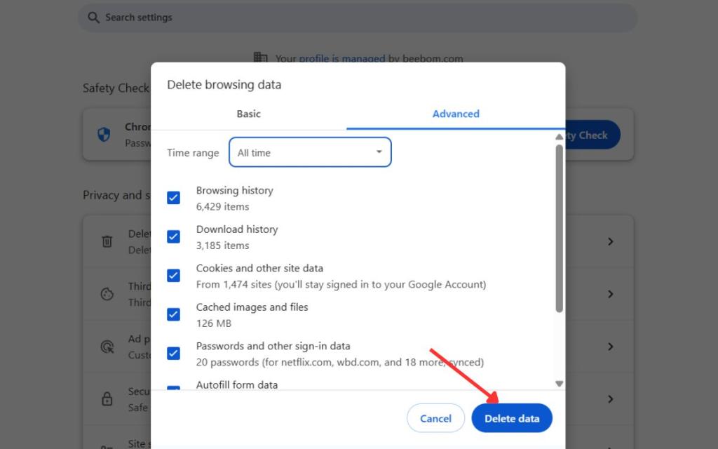 Clearing History in Chrome