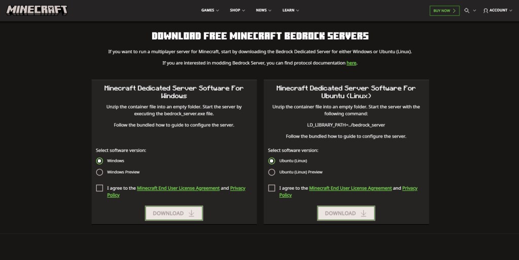 Minecraft server software download for bedrock