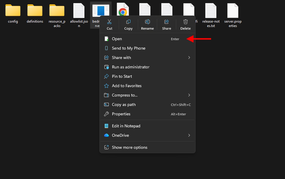 Open Bedrock Exe file