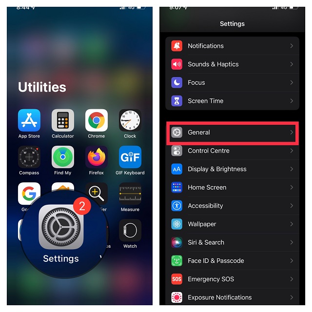 Open Settings and Tap General