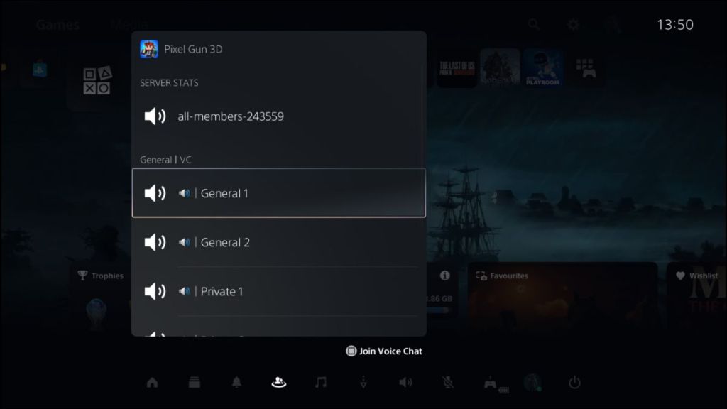 Joining Discord chat on PS5