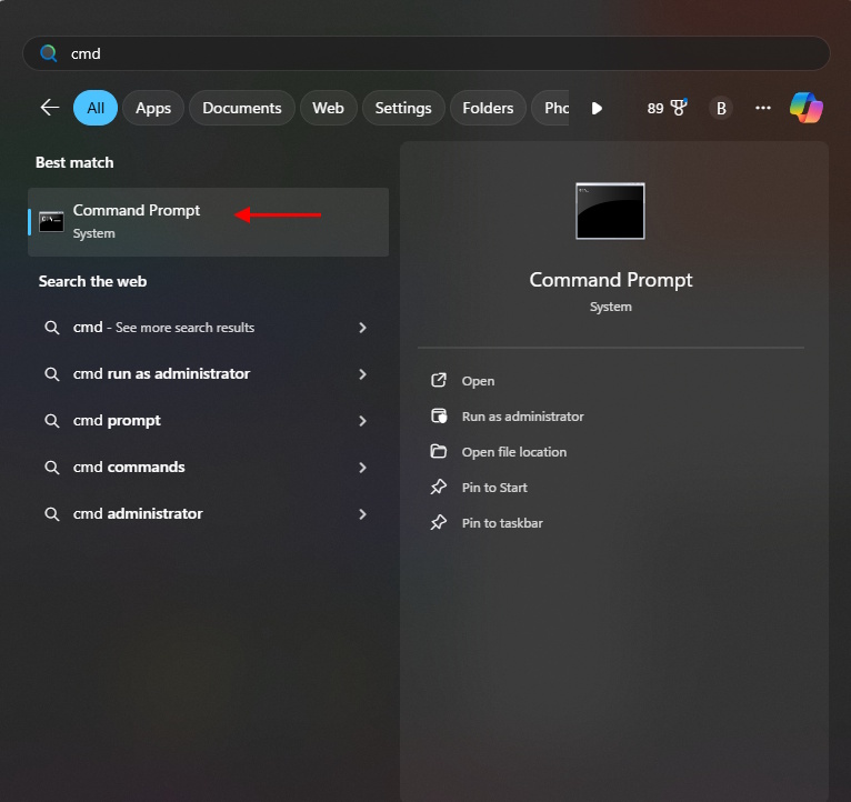 cmd command prompt Minecraft server
