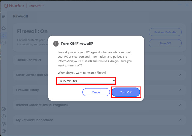 turn off antivirus