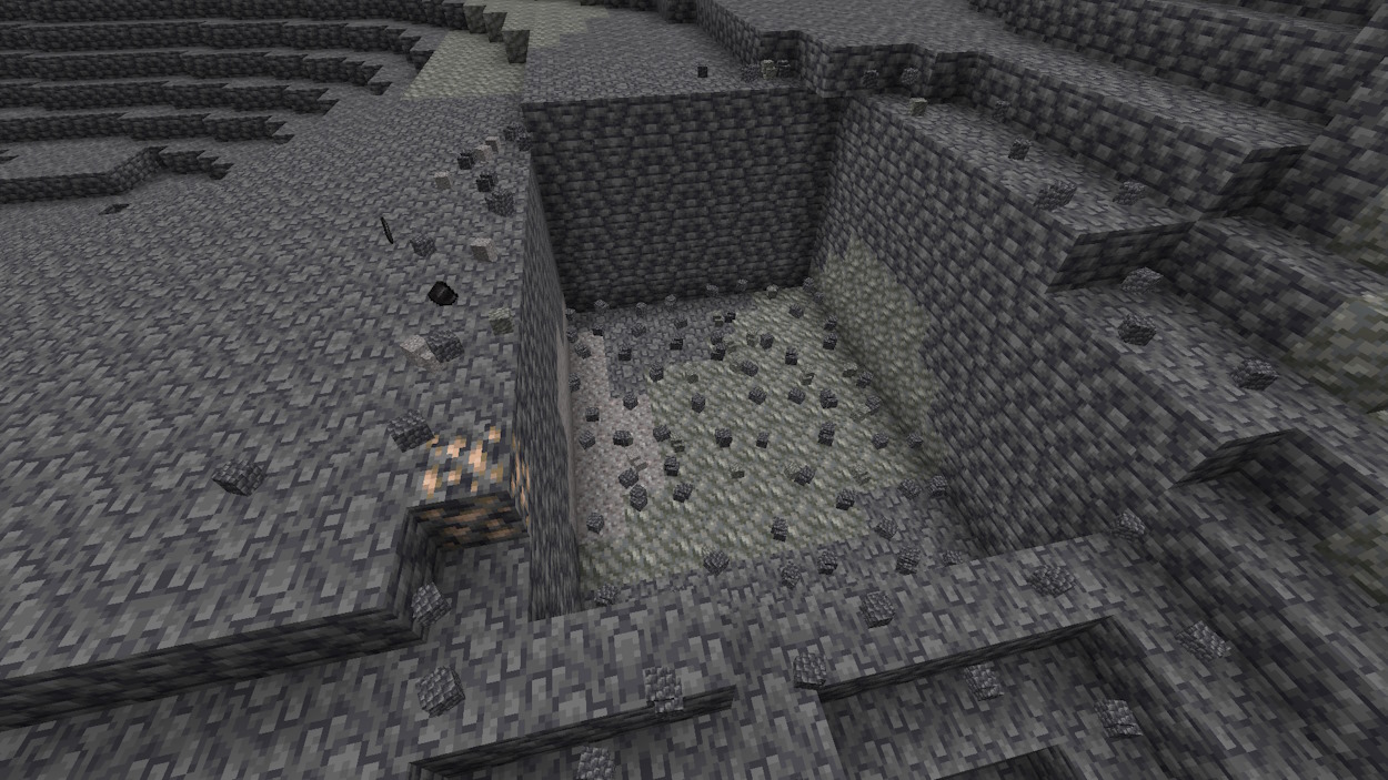 Hole made with the fill destroy command with plenty of items floating around