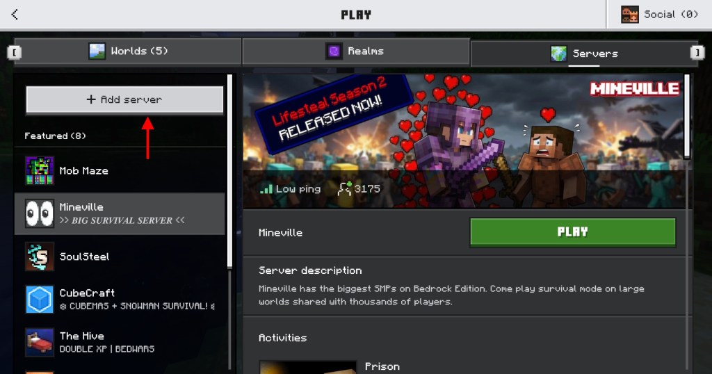 Minecraft Add any server