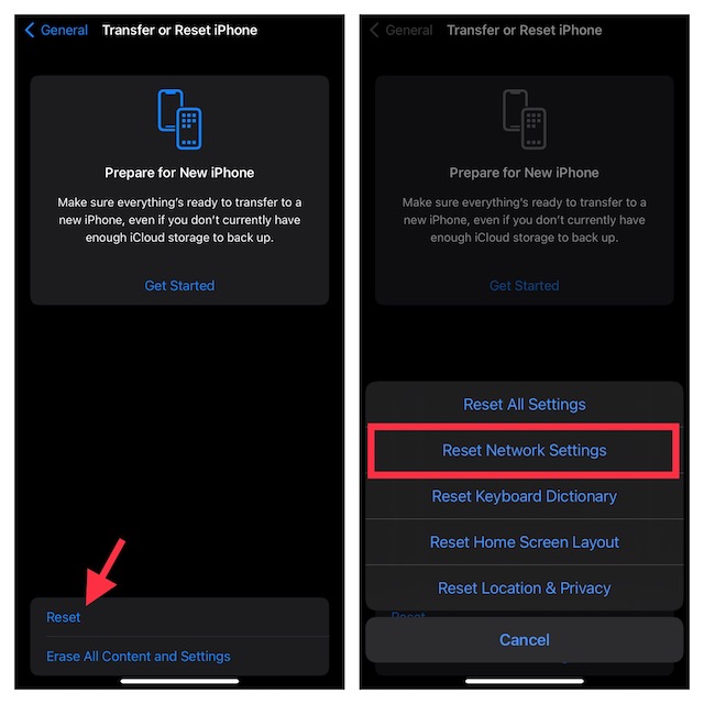 Reset Network Settings on iPhone