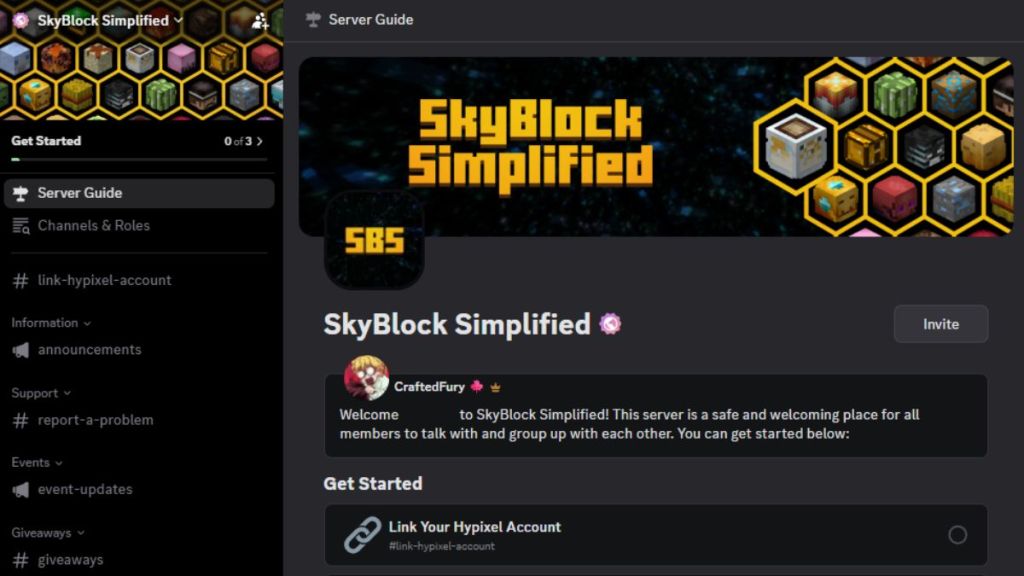Skyblock Simplified Discord Server for Minecraft