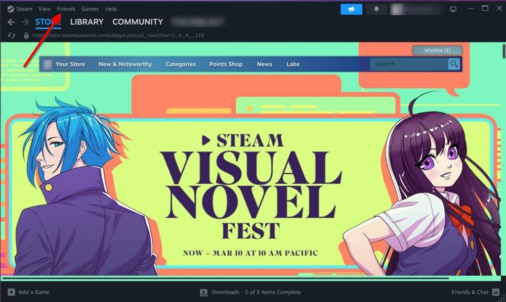 Steam Home PAge with promotion banner
