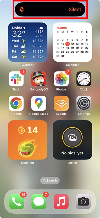 Switch to silent mode on iPhone